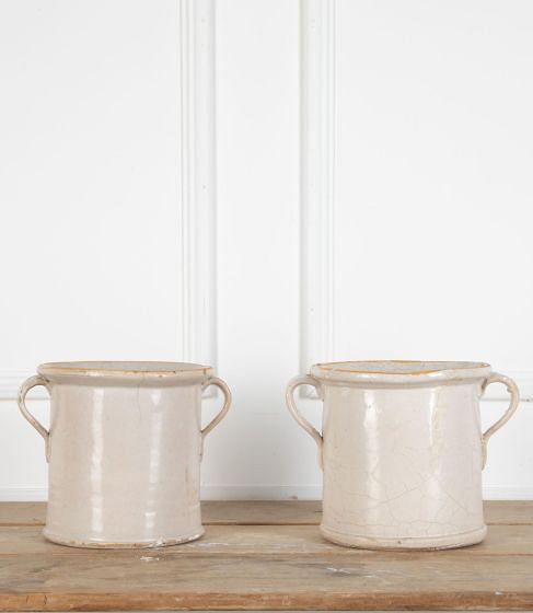 Pair of Early 20th Century Italian White Tin Confit Pots