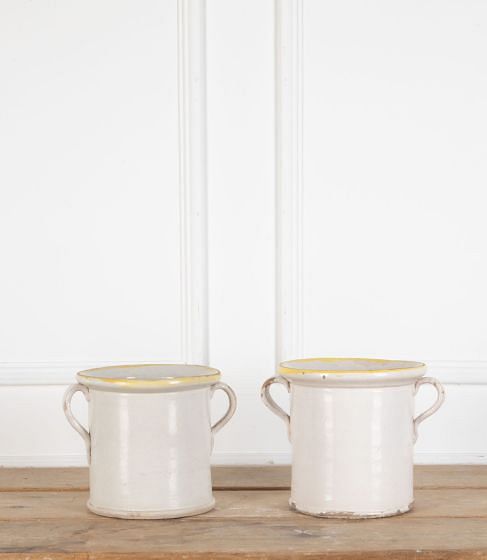 Pair of Early 20th Century Italian White Glazed Confit Pots