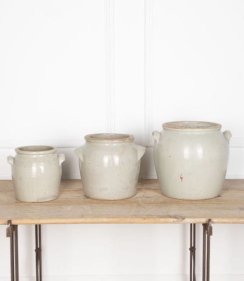 Set of Three Large Early 20th Century Toulouse Confit Pots