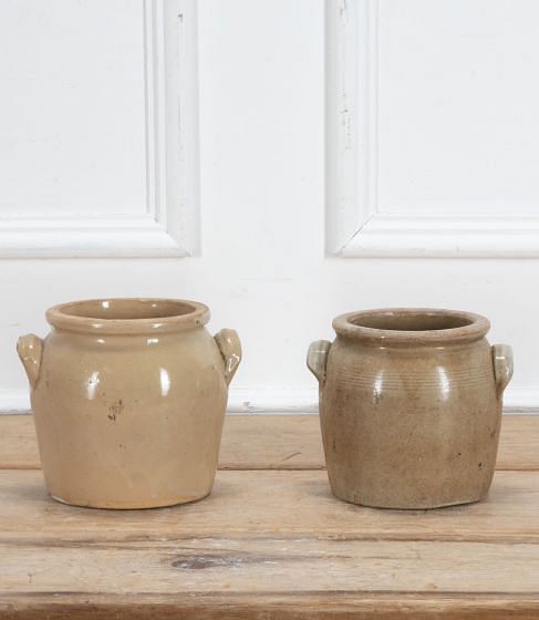 Small Pair of Early 20th Century Toulouse Stoneware Confit Pots