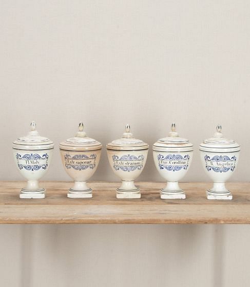 Set of Five Late 18th Century Italian Apothecary Jars