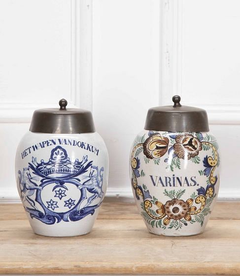 Two 19th Century Tobacco Jars With Brass Lids