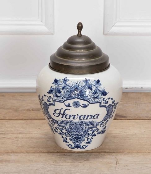 19th Century Blue & White Havana Tobacco Jar