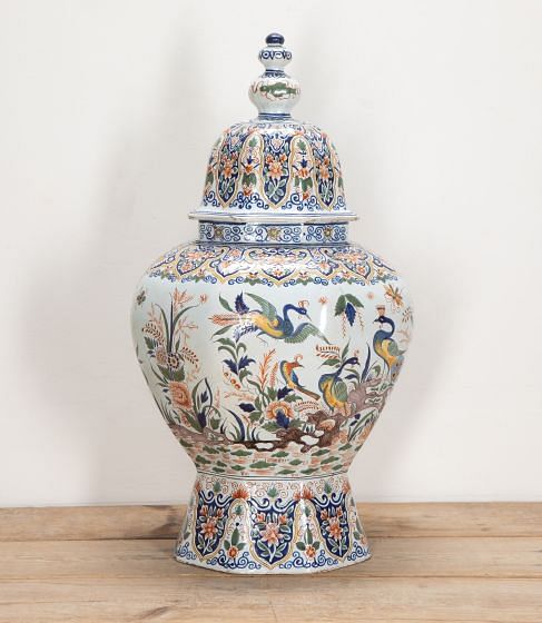Large 19th Century Delft Lidded Jar