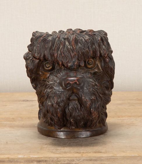 Late 19th Century Dutch Terracotta Dog Head Pot