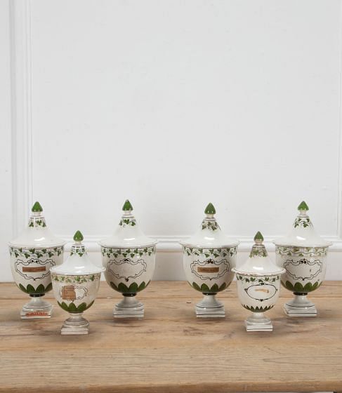 Set of Six Italian 19th Century Pharmacy Jars