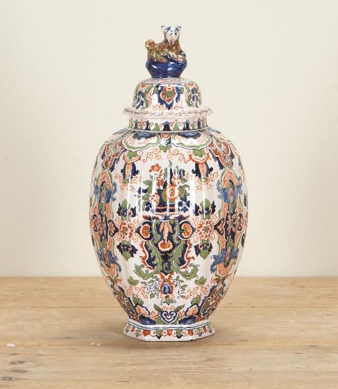 Early 19th Century Lidded Delft Vase