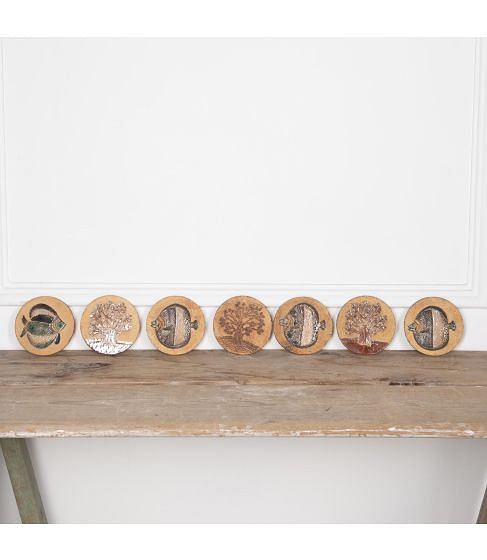 20th Century Matched Set of Seven Roger Capron Stoneware Coasters