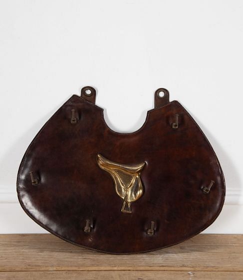 Leather and Brass Mid Century Whip Rack