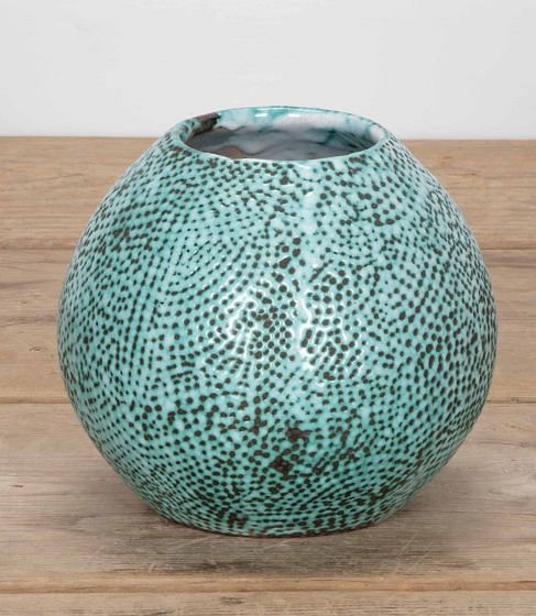 Small 20th Century French Art Deco Turquoise Primavera Vase