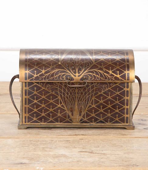 19th Century Erhard and Sohn Attributed Brass Inlaid Letter Box