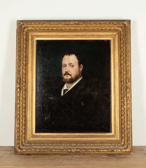 19th Century Oil on Canvas Portrait of a Man by Léon Tanzi