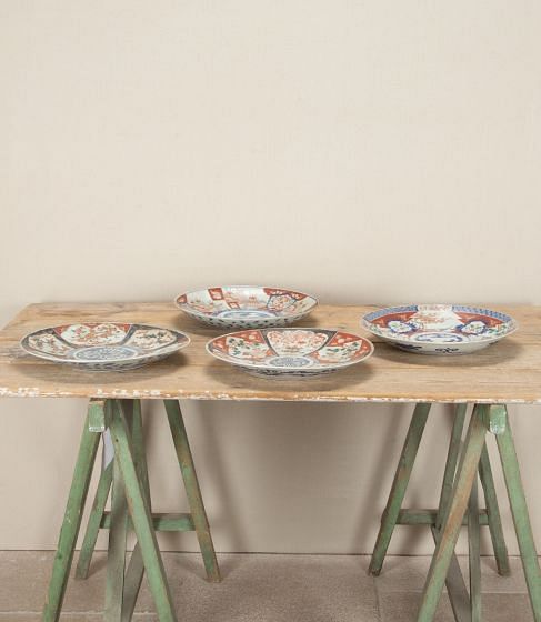Set of Four Large 19th Century Japanese Imari Dishes