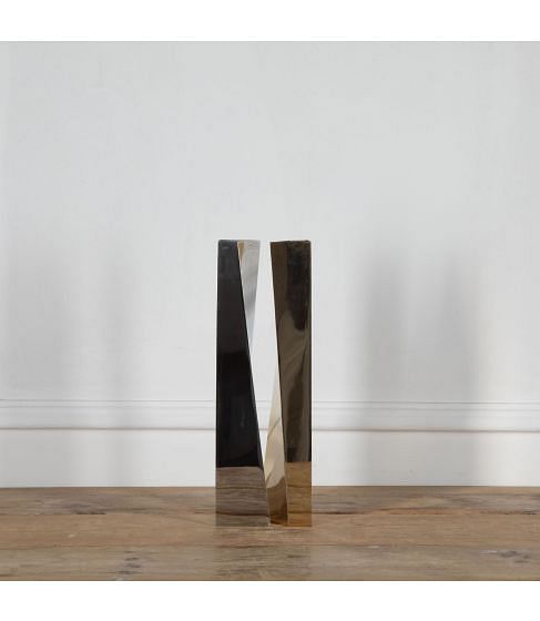 Pair of Chrome and Brass Vases