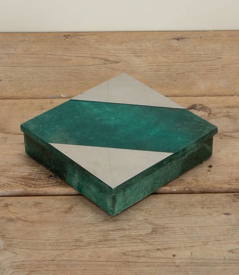 20th Century Italian Parchment and Chrome Box
