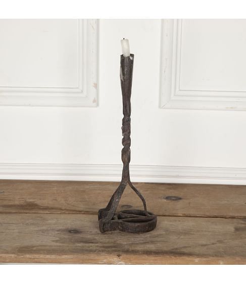 19th Century Antique Forged Iron Candle Holder