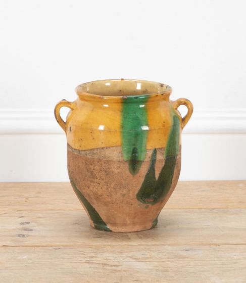 19th Century French Yellow and Green Confit Pot