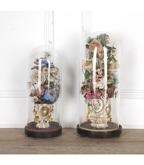 Pair of French 19th Century Glass Domes