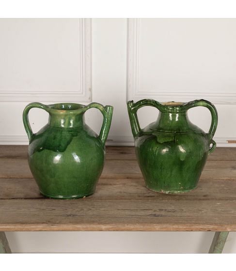 Matched Pair of Late 19th Century Castelnaudary Orjol Water Jars