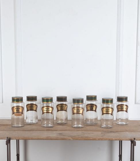 Set of Eight 19th Century French Glass Apothecary Jars