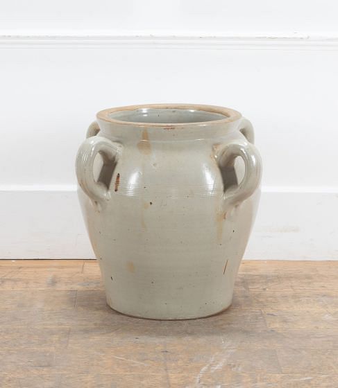Large 20th Century French White Glazed Earthenware Salter Jar