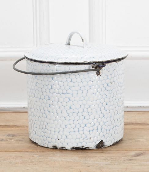 Large Early 20th Century French Enamel Cooking Pot