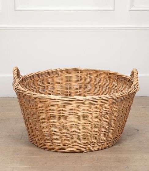 Large Round French 20th Century Wicker Basket
