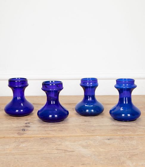 English 19th Century Bristol Blue Hyacinth Vases