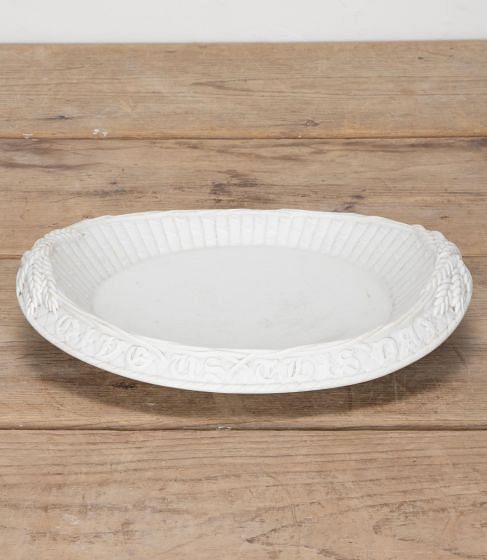 Late 19th Century English 'Give Us This Day Our Daily Bread' Parian Ware Bread Plate