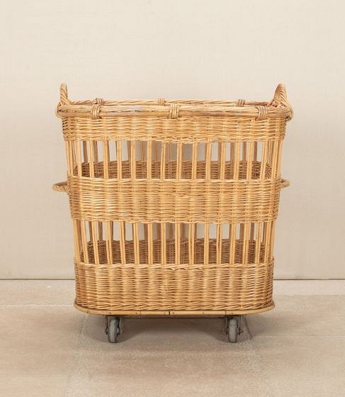 Large 20th Century French Basket on Wheels