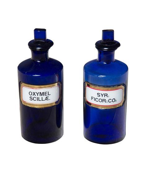 Pair of Bristol Blue Chemist Bottles