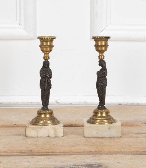 Pair of 19th Century Italian Regency Candlesticks