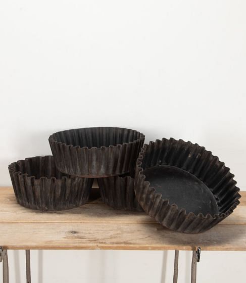 Set of Four 20th Century French Decorative Tin Planters