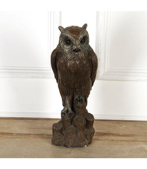 20th Century French Composite Stone Owl