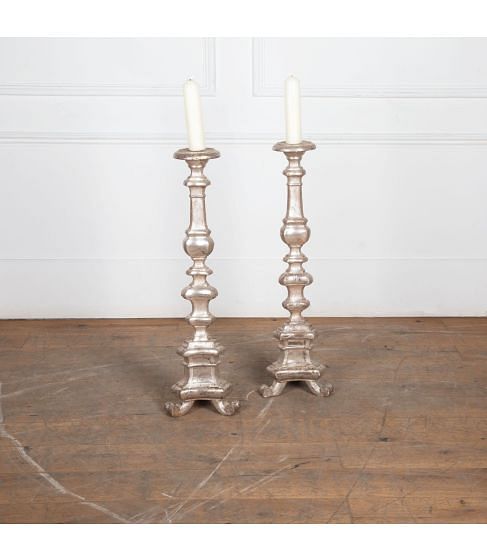 Pair of 18th Century Italian Pique Cierge