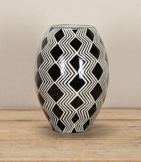 Mid-Century Danish Monochrome Geometric Ceramic Vase