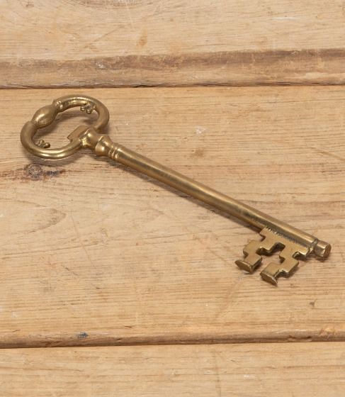 Large Early 20th Century Ornate Brass Key