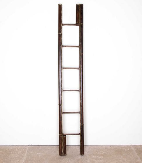 Mid-Century Spanish Folding Leather Cupboard Ladder