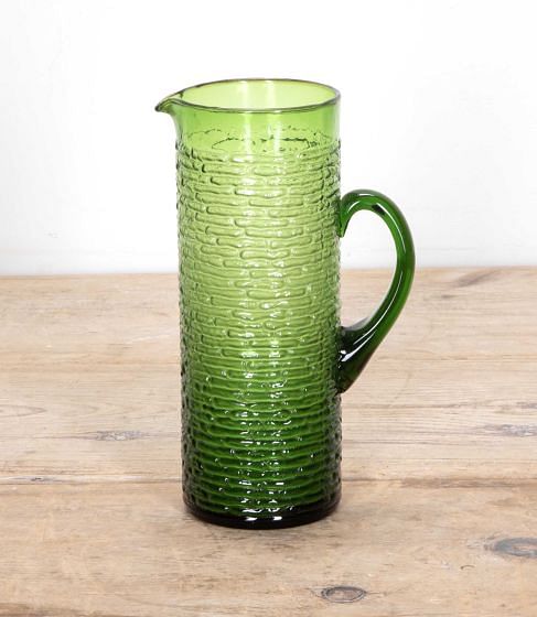 Mid-Century English Green Glass Water Jug