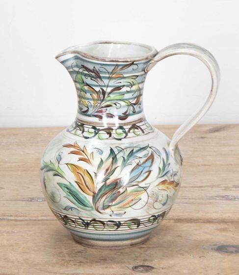 Mid-Century Italian Ceramic Jug with Floral Design