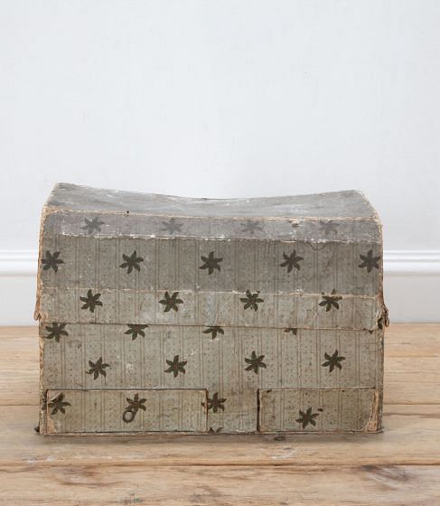 19th Century French Papier Peinte Domed Box