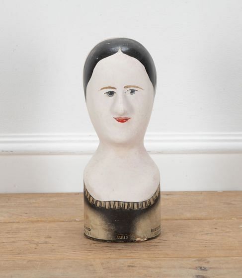 19th Century French Marotte Milliners' Head