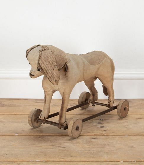 Early 20th Century French Toy Dog on Wheels