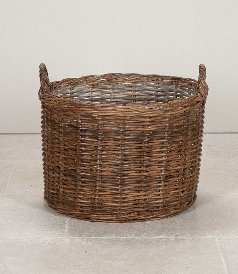 Large Mid-Century English Wicker Basket