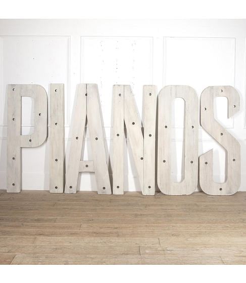 Large 20th Century French 'PIANOS' Pine Letters
