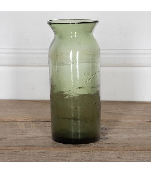 19th Century French Hand-Blown Green Glass Pickling Jar