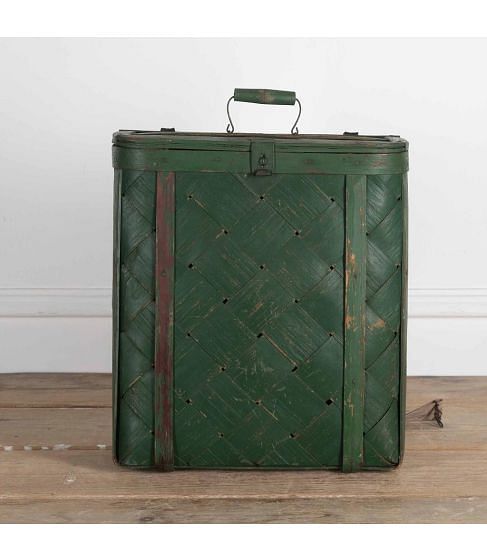 19th Century French Green Cherry Pickers Basket