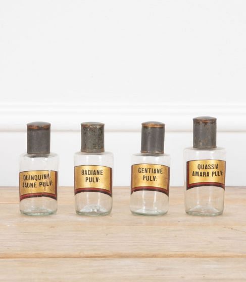 Set of Four Small 19th Century Glass Apothercary Jars