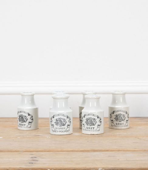 Set of Six 19th Century French Mustard Jars