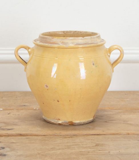 19th Century French Yellow Glazed Confit Jar